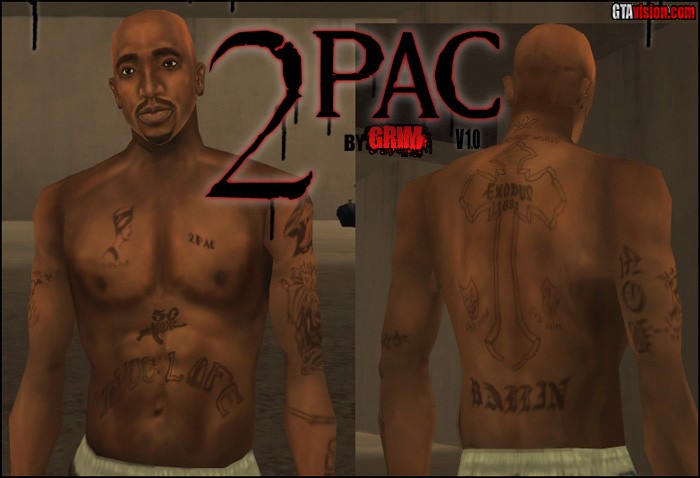 Tupac Body Tattoos Slim body only at Grand Theft Auto: San Andreas Nexus -  Mods and community