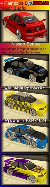 Download: 4 HQ paintjobs for Ikey07's Nissan Sentra | Author: DADUDE