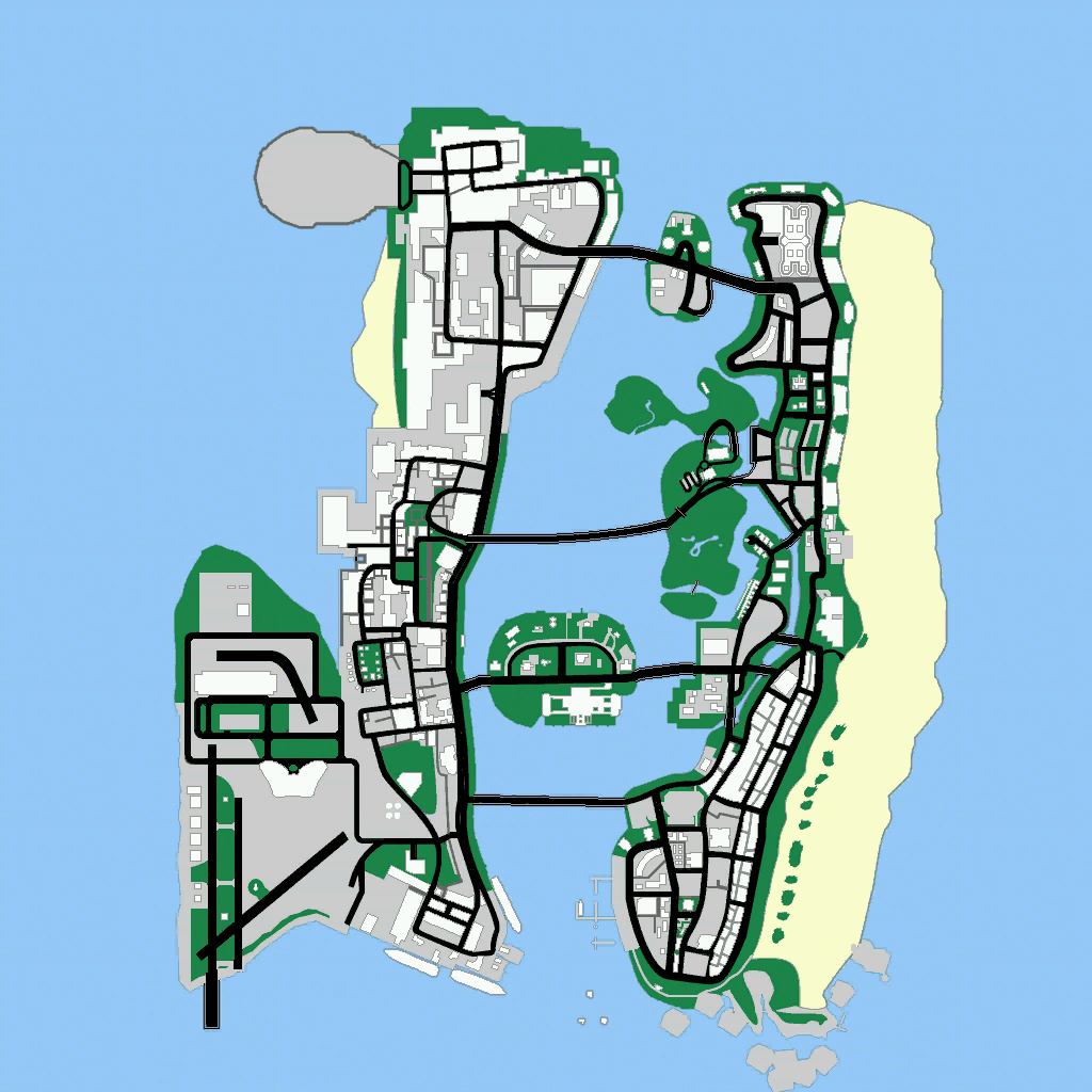 Grand Theft Auto III - Shoreside Vale, Liberty City. The map