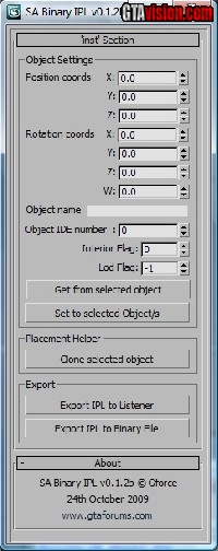 Download: San Andreas Binary IPL 3ds Max Script v0.1b | Author: Gforce